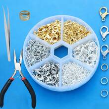 Bộ 330 chiếc móc cài hình càng cua màu vàng + bạc + trắng kèm vòng, gồm 30 móc cài và 300 vòng, chất liệu hợp kim kẽm, thích hợp cho làm đồ trang sức và xâu hạt. - Nhiều màu - Xem 1