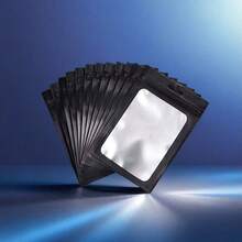 50个黑色包装袋，可悬挂珠宝自封袋，数据线化妆品密封袋，全息包装袋 - 黑色 - 查看 6