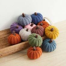 Knit Pumpkins Set Of 5, Fall Favorite, Gifts Women, Autumn Bowl Fillers Fall Farmhouse Tier Tray Decor, Decorative Pumpkins Friend Autumn Set - Mini Knit Assorted Set 12 - View 2