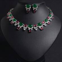 3pcs/Set, Red/Hollow Blue/Golden Yellow/Silver/Multi-Color Options, Fashion/Luxury, Women's Jewelry, Women's Necklace, Women's Accessories, Women's Jewelry Accessories, Diamond Necklace, Cubic Zirconia Inlaid, Teardrop Shape, Earrings, Necklace, Cubic Zirconia Necklace, Suitable For Women/Bride/Bridesmaid, Wedding/Banquet/Party Wear, Women's Fashion Jewelry, Women's Jewelry Set, Accessories Set, Gift - Jewelry Set - View 13