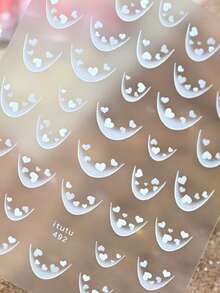 1片装 时尚法式3D简约线条美甲贴纸 不规则线条爱心美甲贴纸 美甲装饰DIY