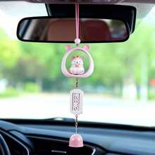 زينة جرس الرياح بتصميم فأر طماع وحيد القرن كرتوني، زينة معلقة لمرآة السيارة الخلفية، إكسسوار داخلي للسيارة مضحك، هدية مناسبة للرجال والنساء