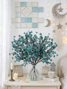 1 pieza/8 piezas Flores artificiales de Gypsophila azules, ramo de flores falsas, ramo de flores de Gypsophila de seda, adecuado para bodas, fiestas nupciales, decoración floral casera DIY, regalo del Día de San Valentín - Agua verde azul - Ver 5