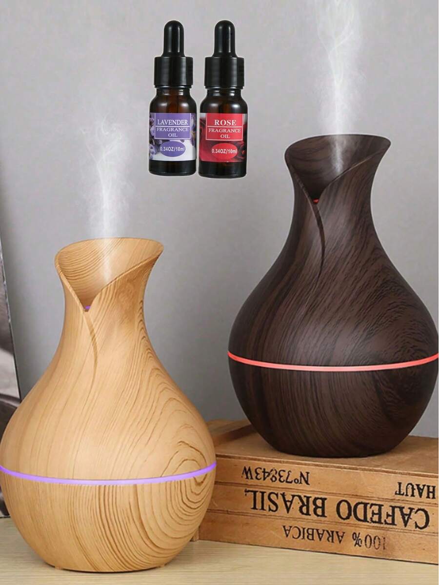 USB木纹创意加湿器，精油香薰加湿器，适合秋冬季节，营造温暖氛围，圣诞节和新年礼物 - 彩色 - 查看 1