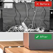 Reusable Cable Organizer Straps, Household Wire Management Hook And Loop Ties - Black - View 3