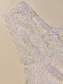 1件装女士性感蕾丝半包臀系带提臀低腰内裤 - 白色 - 查看 5