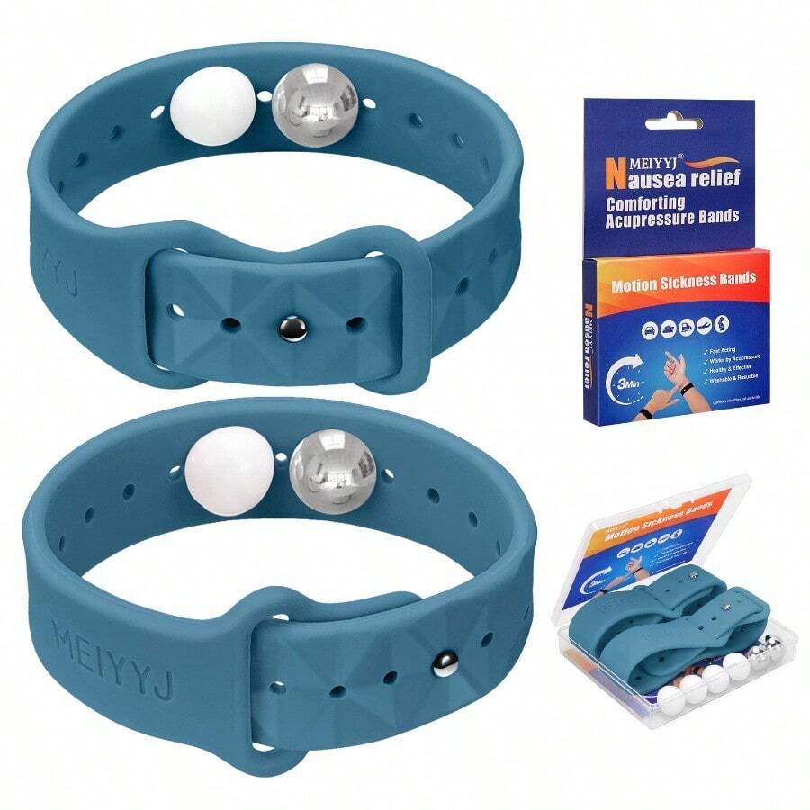 1对/2个装 防晕动症腕带 单双扣组合腕带 硅胶材质 仅限手洗 可重复使用 适合旅行、邮轮派对及类似场合