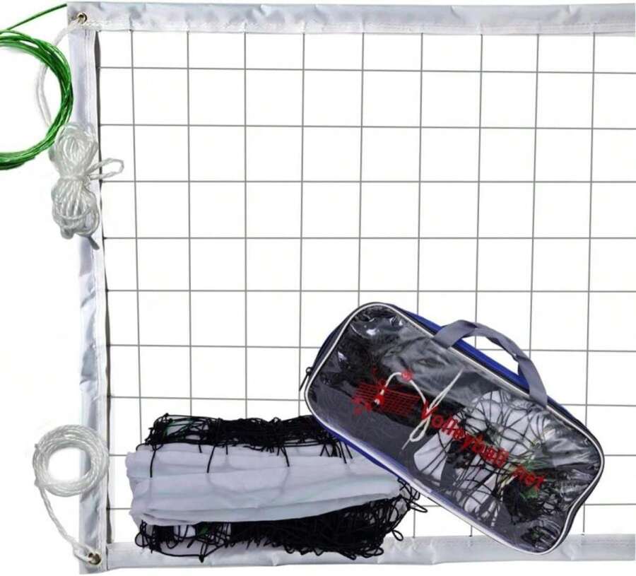 Professional Volleyball Net Outdoor Indoor For Backyard Beach Pool Schoolyard, Standard Size 32 FT X 3 FT - White - View 1