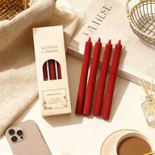 2/4Pcs Red Pointed Gear Long-Stem Candles, Premium Smokeless Soy Wax Candles – Perfect For Wedding Decorations, Wedding Souvenirs, Birthday Party Decor, Candlelight Dinner Candles, Home Decor, Holiday Candles, Ramadan & Eid Decorations, Banquet Party Candles, Valentine's Day Decor, Romantic Ambiance, Women's Gifts. - Multicolor - View 9