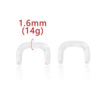 2 chiếc khuyên mũi hình móng ngựa chữ U bằng thủy tinh Pyrex cỡ 8G-16G, dụng cụ nong lỗ mũi, khuyên vách ngăn mũi, khuyên giữ lỗ xỏ, trang sức cơ thể trong suốt, vô hình, unisex. - 2103 - Xem 17