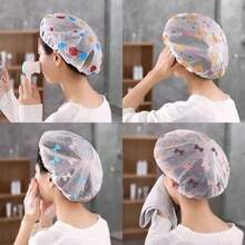 10/5/3/1pc Waterproof Reusable Shower Cap Set - Thickened, Random Color Patterns | Salon & Home Bathing Essential, Women Hair Care Shower Cap - Multicolor - View 10