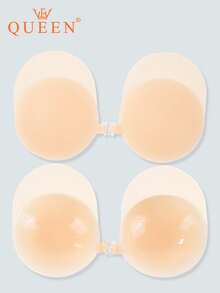 vfvQueen 1 Pair Plus Size Self-Adhesive Lift Bra Pads, Seamless Invisible Breast Petals With Lift & Cleavage, Reusable Silicone Nipple Covers, Strapless Backless Bra Tape - Multicolor - View 2