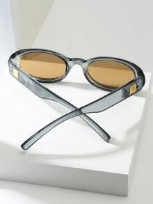 1 buc. Ochelari de soare minimalisti și la modă, cu ramă mică, de înaltă calitate, potriviți pentru purtare casual, vacanță, călătorii, petrecere și zi de zi. - Ramă gri maro - Vizualizare 3