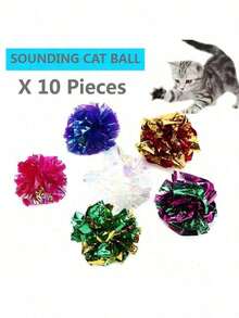快乐小猫咪，彩色沙沙作响宠物猫玩具球，发声纸球，追逐玩耍训练活动，室内娱乐跳跃解闷玩具，多种颜色让宠物开心，随机发货 - 彩色 - 查看 11
