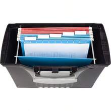 Storex - Caja de archivo legal con tapa organizadora caja de almacenamiento de archivos de oficina de plástico para carpetas colgantes de letras y legales obsidiana 1 unidad 61510A01C - NegroGris - Ver 6