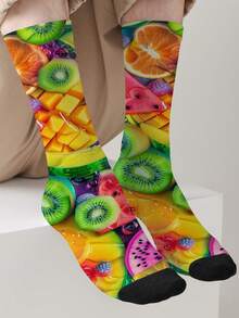 1 paire de chaussettes colorées imprimées à 360° sur le thème de la nouveauté, design unisexe - idéal pour la mode, le style personnalisé et le streetwear - Multicolore - Voir 2