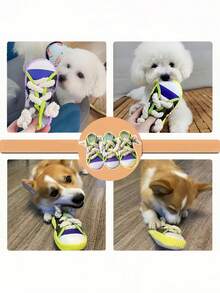 Dog Squeaky Toys, Sneakers Canvas Shoes Shape Dog Chew Toys For Small Dogs, Tough Durable Squeaky Interactive Dog Rope Toys, Puppy Teeth Cleaning Chew Stick Pet Toy