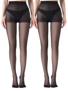 1/2/3双装女士透明连裤袜，超薄长筒袜，高腰塑形紧身裤，一次性透明丝袜，腿部塑形装饰袜，日常穿着