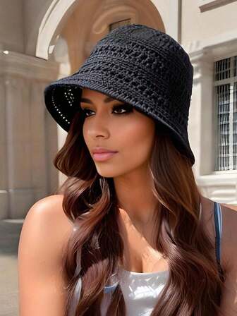 1 st ny sommar ihålig hinkhatt, andningsbar hatt för kvinnor, tunn solhatt, ihålig hinkhatt, trendig hinkhatt, solhatt, finns i 4 färger