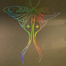 1 Pc Luna Moth Vinyl Car Sticker, Cute Actias Luna Decal For Car Truck Laptop Water Bottle, Beautiful American Moth Pattern Sticker With Creative Wings And Long Tails Design - A - View 4