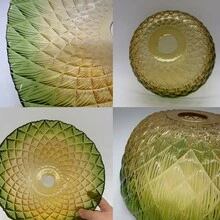 9.84英寸（250毫米）复古玻璃灯罩，现代农舍风格菠萝渐变绿色吊灯灯罩，吸顶式吊灯灯罩，E26/E27灯座，适用于餐厅、厨房岛台、客厅、卧室、走廊、咖啡厅、酒吧、酒店装饰（仅灯罩） - 彩色 - 查看 6