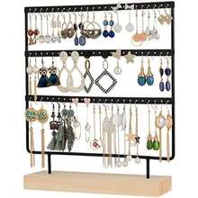 Soporte Organizador de Pendientes de 3 Capas, 72 Agujeros, Soporte para Pendientes, Torre de joyería, Organizador de Joyas, Soporte de exhibición de Pendientes, Regalo para Mujeres,(Negro) - Multicolor - Ver 2
