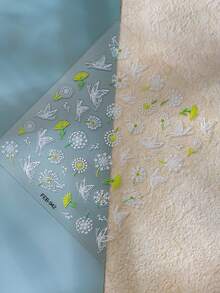 1pc Dandelion Flower Nail Art Sticker, Girls DIY Self-Adhesive Nail Decals