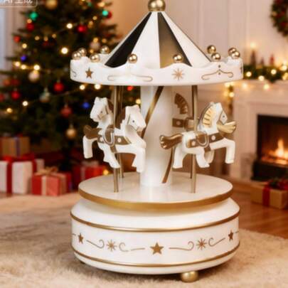 Rotating Carousel Music Box - Mechanical Decoration | Elegant Rotating Horse Design | Ideal Gift For Home Decor, Birthday, Anniversary And Special Occasions