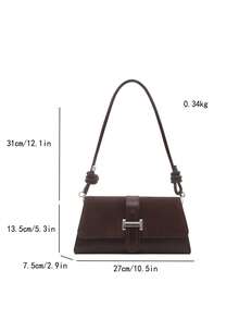 New Fashion Metal Decor Handbag Shoulder Bag, Suitable For Parties, Outings, Vacations, Shopping And Daily Use - Coffee - View 7