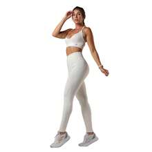 GAROTAFIT Conjunto Fitness Top Duplo Decote V Calça Legging Cintura Alta Dupla Modelador Alta Compressão - Branco Cremoso - Visão 4