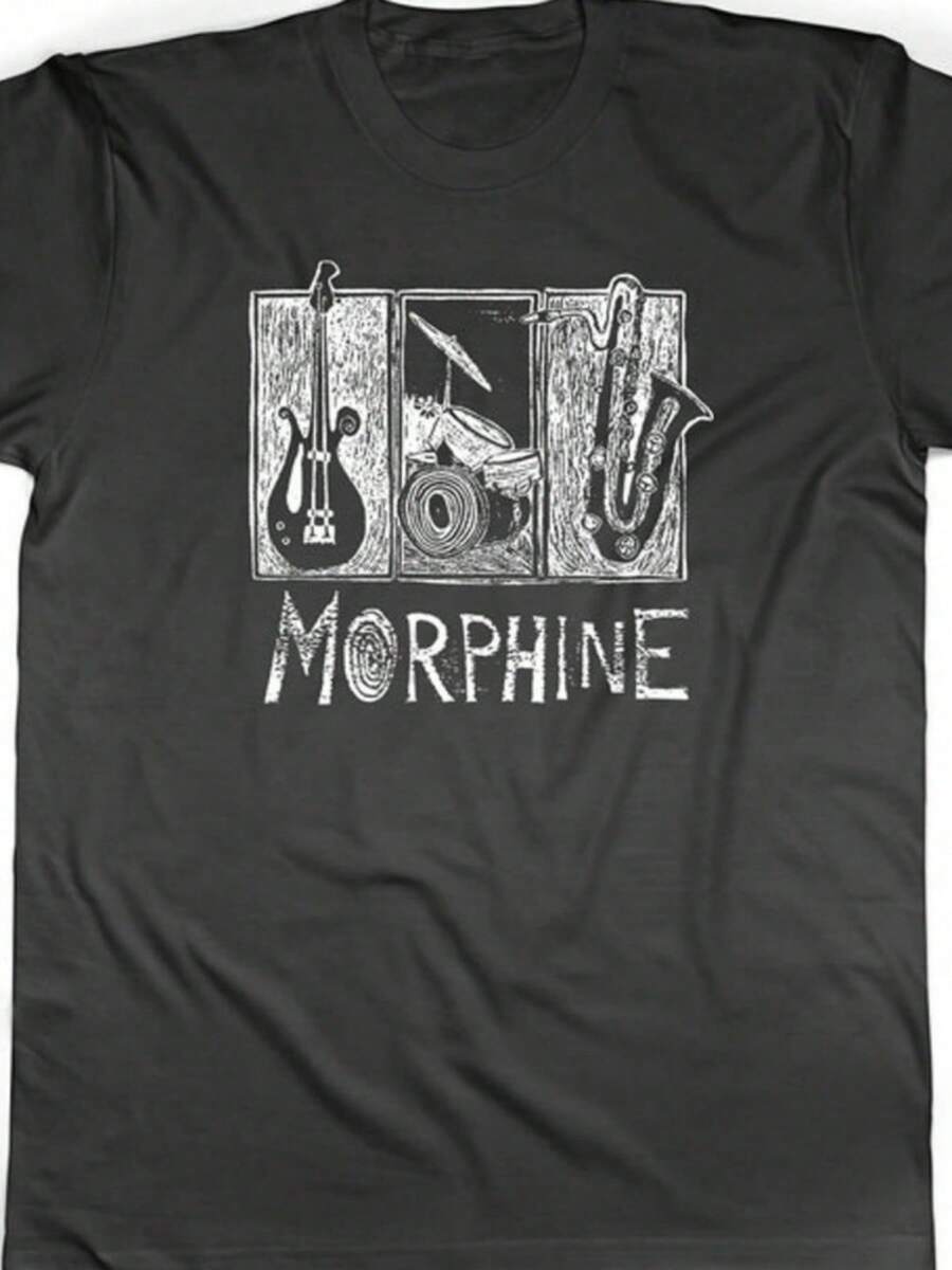 Band T-Shirt Black With White Woodcut Design - Band Merch - FREE SHIPPING - Black - View 1