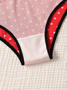 Paquete de 3 bragas de mujer de cintura baja con estampado de corazón, lunares y letras, transpirables y elásticas, adecuadas para el Día de San Valentín - Multicolor - Ver 8