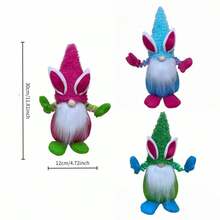 Adorno de conejo de Pascua sin rostro, bonito conejito de peluche de pie para decoración de mesa de ventana, fiesta en casa - Verde militar - Ver 7
