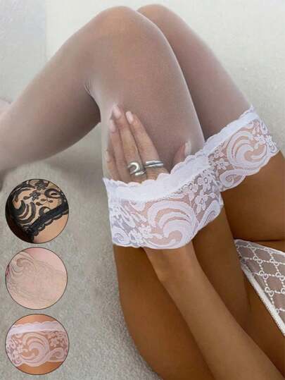 1 Pair Women's Sexy Thigh-High Socks, Ladies' High Elasticity Anti-Scratch Over-The-Knee Socks, Suitable For Daily Wear, Home, Outdoor, Commuting, And Nightclub Style Ultra-Thin Stockings