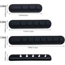 2pcs Self-Adhesive Cable Clips, Suitable For Desk, Bedside Table, Power Cords, Mouse Cables, Computer Office Home Use (7-5-3 Slots), Black - Multicolor - View 3