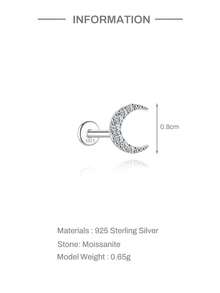 EleRunis 1PC 925 Sterling Silver Star Moon Water Drop Evil Eye Flat Back Cartilage Helix Threaded Piercing Hoop Earring Fine Jewelry For Daily Wear Wedding Party Engagement Anniversary Valentine's Day - Silver - View 17