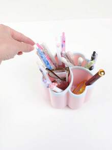 1 szt. obrotowy, kreatywny uchwyt na długopisy, 4-komorowy uchwyt na przybory piśmiennicze, odpowiedni do przechowywania przyborów szkolnych i dekoracji domowego biura (z naklejkami z pandą) - Wielokolorowe - Zobacz 6