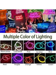 Customized Neon Light Wall Decor, Personalized Dimmable USB Neon Sign, Valentine's Day, Wedding, Birthday Party Gift, Customizable Bedroom Neon Name Plate - 多色3 - 查看 8
