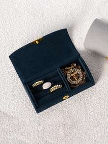 1pc Mini Flip-Top Button Curved Jewelry Storage Box, Travel Jewelry Case, Portable Organizer For Earrings, Rings, And Necklaces For Women - Valentine's Day, Birthday Gift - Multicolor - View 5