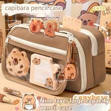 Three-Color Capybara Stationery Box Set - Including Capybara Stickers, Etc. The Beautiful Stationery Bag Has A Large Capacity And Super Capacity, And Is Painted With Cute Capybara Patterns. It Is Deeply Loved By Shoppers And Worth Buying - Send Same Doll + 5 Random Guinea Stickers - View 8