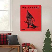 Tranh in trên vải canvas phong cách retro Silent Hill 2 - Áp phích trò chơi điện tử không khung với nền đỏ và thiết kế nhân vật mang tính biểu tượng, hoàn hảo để trang trí phòng khách, phòng ngủ hoặc phòng làm việc tại nhà, trang trí tường phòng ngủ | Tranh in trên vải canvas không khung | Tranh treo tường có kết cấu, trang trí phòng chơi game - Nhiều màu - Xem 4