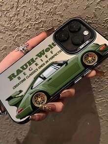绿色炫酷跑车设计手机壳，兼容 17、16、15、14、13、12、11 Pro Max