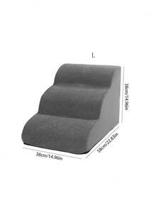 1pc Pet Cat Dog Stairs, Bedside Ramp, Non-Slip Foam, Suitable For All Seasons, Removable & Washable Pet Stairs, Grey