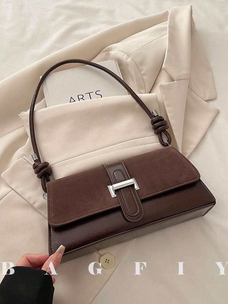 New Fashion Metal Decor Handbag Shoulder Bag, Suitable For Parties, Outings, Vacations, Shopping And Daily Use