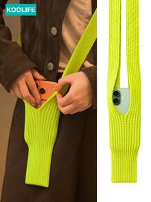 Koolife 1pc 3D Integrated Knit Phone Pocket Bag For IPhone 17 Pro Max, Unisex Foldable Textured Multi-Way Crossbody Shoulder Bag, Elastic Storage For AirPods, Keys, Cards, Breathable Mesh Screen View, Anti-Lost, Universal Fit For All Models