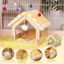 ITANDME Wooden Guinea Pig Hideout, Rabbit Burrow, Rabbit And Guinea Pig Sleeping Area, Modular Assembly Guinea Pig Bed, Tent House And Habitat; Small Animal Hideaway, Suitable For Ferrets, Mice, Rabbits, Guinea Pigs, Hedgehogs - Multicolor - View 8
