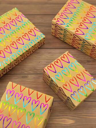 1 rulle - färgglatt hjärtformat kraftpapper för presenter, omslagsmaterial för alla hjärtans dag-bukett, kärleksromantisk holografisk folie presentpapper, festliga hjärtformade mönster, högkvalitativt presentpapper, för alla hjärtans dag-presentpapper, festpresentpapper, gör-det-själv-projekt, mors dag, födelsedagar, bröllop, frierier, examenssäsong och diverse andra tillfällen.