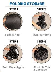 Car Heat Insulation Reflective Sunshade - Anti-UV Sun Shade Curtain - Dual-Ring Foldable Universal - A - View 5