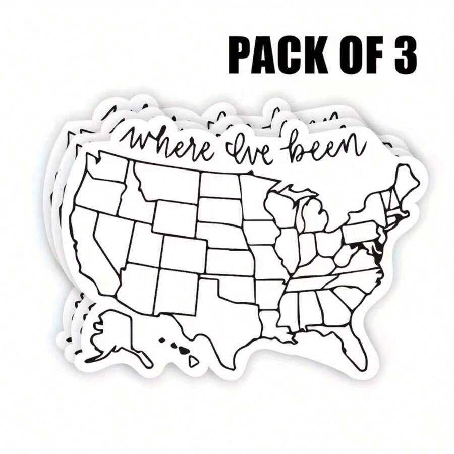 3 piezas Pegatinas de mapa de viaje "Lugares que he visitado" de colores, con tema de EE. UU., regalo del Día de San Valentín, recuerdos de pareja, pegatinas de vinilo resistente al agua con corte a troquelado de 2 pulgadas para portátil, botella de agua, Kindle, regalo para ella - Multicolor - Ver 1