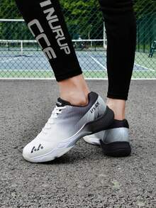 Men & Women Badminton Shoes, Lace-Up, Carbon Board Rubber Sole, Ultra-Light, Breathable, Anti-Slip, Wear-Resistant, Professional Badminton Match & Training Shoes - Black and White - View 3